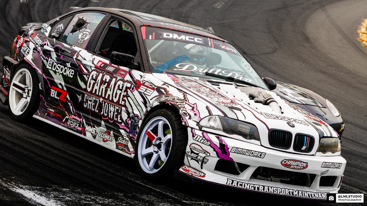 BMW E46 de compétition DriftParc et ses emplacements de commanditaires